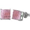 CELCIA JEWELRY Solid 925 Sterling Silver Stud Earrings for Women, Square Gemstone Unique Handcrafted Prong Setting Designer Earrings ('Rose Quartz)