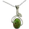 CELCIA JEWELRY Collana in argento sterling puro 925 per le donne, collana realizzata a mano unica con pietra preziosa ovale turchese in rame verde genuino per lei
