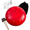 Surwin Rain Drum, Steel Tongue Drum 6 Pollici 8 Note, Portatile Handpan Chakra Drum Rain Pioggia Drum per Meditazione Yoga Sound Healing (Rosso)