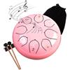 Surwin Rain Drum, Steel Tongue Drum 6 Pollici 8 Note, Portatile Handpan Chakra Drum Rain Pioggia Drum per Meditazione Yoga Sound Healing (Rosa)