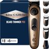 King C. Gillette Rasoio Elettrico Barba Pro, Regolabarba Uomo con 40 Impostazioni di Lunghezza e Rifinitore Precisione, Spazzolina di Pulizia, 4 Pettini Intercambiabili, Caricatore, Custodia con Zip