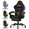 bigzzia Sedia Gaming con LED RGB, Sedia da Gaming Ergonomica con Supporto Lombare e Poggiapiedi, Sedie da Gioco Regolabile e Girevole con Una Capacità di Carico di 150 kg(Nero