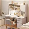 HaoJieHan Scrivania per Computer con Cassetti, Tavolo per Computer Compatto, con Ripiani/Cassetto/Scaffale per Tavolo da Studio per Laptop per Ufficio Domestico A,164x100x45cm
