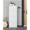 Bissolo Casa Scarpiera Cabinet 4 Ribalte in Metallo Bianco, 50x15x138 cm, Salvaspazio per Ingresso