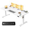 Flamaker Scrivania regolabile in altezza, tavolo intero 160 x 60 cm, scrivania regolabile in altezza elettrica con controllo memoria, tavolo da gioco con promemoria sedentario e ricarica USB (bianco)