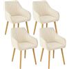 Goeurvant Set di 4 sedie da sala da pranzo, con gambe in legno beige con bracciolo, per sala da pranzo, cucina, con braccioli in poliestere, per sala da pranzo, cucina, colore bianco