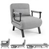 COSTWAY Poltrona Letto, 4 in 1 Poltroncina Pieghevole con Schienale Regolabile in 6 Posizioni, Sedile Imbottito Robusto, Divano Letto Singolo per Casa Ufficio, 79x65x79 cm (Grigio chiaro)