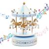 MINGZE Carousel Music Box Carosello Vintage Squisito Artigianato Compleanno Regali di Natale Home Decor Regalo per Ragazze Bambini (Star-Blue)