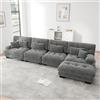 ZKLOEP Divano angolare modulare, set di divani a L per soggiorno, comodi divani a nuvola a 4 posti con pouf mobile, combinazione fai-da-te, ciniglia, grigio