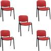 SEDIAOFFICE - 5 Sedie Ufficio Senza Ruote, Sedia Scrivania Ergonomica, per Studio, Sala D'Attesa, Sala Riunioni e Conferenze, Comoda Sedia Ufficio in Ecopelle (Base, Rosso Pelle)