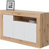 CAESAROO Madia soggiorno 144 cm Rovere nordico e Bianco opaco con 3 ante - Rovere e Bianco