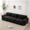 Bladez Divano Modulare Cloud Moderno, Divano Modulare Cloud Extra Large in Cord, Senza Montaggio, Ampie Braccioli e Base Antiscivolo, Divano Cloud in Tessuto Combinabile per Soggiorno (Nero, 3 Posti)