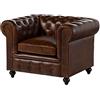 MASSIVMOEBEL24.DE CHESTERFIELD #102 Poltrona - vera pelle/marrone 105x82x75