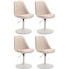 CLP Set di 4 sedie da pranzo in tessuto Maverick I Poltrone regolabili in altezza I Sedie girevoli con base a tromba, Colore:crema, Colore del telaio:bianco