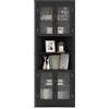 COSTWAY Armadio Angolare 66 x 35 x 171 cm, Mobile Bagno Triangolare Salvaspazio con 4 Ante in Vetro Temperato e Ripiani Regolabil, Mobile Angolare per Soggiorno, Cucina e Sala da Pranzo (Nero)