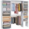 Arreditaly Armadio Guardaroba Aperto Con Ripiani Regolabili 3 Cassetti Doppio Appendiabiti In Alluminio Mobile Armadietto Multiuso Senza Ante Camera Da Letto Cameretta 190 x 187 x 40 Cm Bianco E Rovere Listato