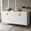 PUGSDRLY Buffet Salon,Mobiletto di stoccaggio, credenza sala da pranzo, mobile cucina, armadio di stoccaggio, 4 porte, moderno armadio per molteplici scenari, MDF, 152 x 40 x 75 cm (stile 6-bianco)