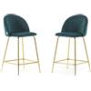 SIEDITI FUORI E DENTRO Set di 2 sgabelli Sara XL imbottiti in velluto per cucina/bancone/sala da pranzo con gambe in metallo h.65cm (Velluto Ottanio, Gambe Oro)