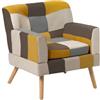 buybuy Poltrona Monoposto Modello Autunno Rivestimento in Stoffa Stile Patchwork Struttura in Legno Piedi in Faggio AUT75 colori caldi
