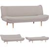 EVERGREENWEB MATERASSI & BEDS EVERGREENWEB Divano Letto 3 Posti Clic Clac in Tessuto Imbottito colore Beige, Design Moderno, Schienale Reclinabile, Regolabile su 3 Livelli, Trasformabile in Comodo Letto, Gambe in Legno | SOFLA