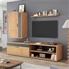 VIVCA Set da parete per TV da 140 x 35 x 39 cm (set completo, 3 pezzi), supporto da parete con TV, scaffale e mensola da parete, set di mobili per TV, moderno mobile TV in piedi e sospeso, colore
