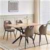 GrandCA HOME Set Tavolo e Sedie da Pranzo da 5 Pezzi, Tavolo Quadrato da 140 cm, 4 Sedia Imbottita in Lino, Adatto per Cucine, Sale da Pranzo e Soggiorni (Legno Chiaro + Marrone)