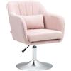 HOMCOM Poltrona da salotto, sedia Relax poltrona da camera grande comfort, cuscini lombari, altezza regolabile girevole a 360°, base in metallo cromato, colore: rosa