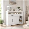 BRILVERDE - Credenza con 2 cassetti e 2 ante - Moderno buffet soggiorno in effetto legno per cucina e sala da pranzo (Bianco, 140x105x40 cm)