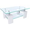 Arreditaly Tavolino Basso Rettangolare Salotto in Vetro Temperato E Legno per Soggiorno Salone Sala da Pranzo Tavolo da caffè con Ripiano Moderno Ed Elegante Indianapolis 100 x 60 x 45 cm Bianco
