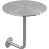 Generico Tavolino rotondo da parete, Tavolo Rotondo a Parete, tavolino in acciaio inox con base in ferro a forma di L, tavolino laterale per bar, caffè, Ufficio, Ristoranti, salvaspazio(Silver,45cm)