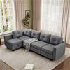 Luxstein Divano angolare con vano portaoggetti, divano modulare a 5 posti, a forma di L, mutevole, per soggiorno, camera da letto, ufficio, 272 x 139 x 86 cm, grigio
