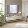[en.casa] Mobile da Parete Porta TV con 2 Scomparti Chiusi Ante a Ribalta Pensile Multiuso Armadio Sospeso a Muro 180 x 32 x 30 cm - Bianco Lucido