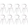 DEYARNA HOME Set di 8 Sedie da Pranzo in Plastica con Gambe in Metallo, Sedie Laterali Senza Braccioli per Sala da Pranzo, Cucina, Sala di Ricevimento, Soggiorno (Bianco)