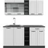 Vicco Cucina completa R-Line, Bianco rustico/antracite, 160 cm senza piano di lavoro, adatto per l'espansione individuale con moduli aggiuntivi