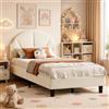 JiaOyu Letto singolo 90 x 190 cm, letto imbottito con rete a doghe per ragazze, con testiera regolabile per cameretta dei bambini, senza materasso (scomparti beige)