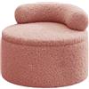 Hobngmuc Pouf Portaoggetti Ottomano, Pouf Rotondo In Peluche Con Schienale Per Ingresso E Soggiorno, Seduta Multifunzione Con Contenitore Per Scarpe E Coperte
