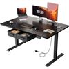 SOLAVERO Scrivania Regolabile in Altezza 120 x 80 cm, Scrivania Motorizzata con Presa, Porta USB-C, Standing Desk con 2 Cassetti Rimovibili, Controlli Memoria e Sistema Anti-Collisio, Nero