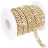 PATIKIL 6 Iarde Catena di Strass A Rotolo, 3 File Cristallo Catena Chiusa Nastro Cucito per Abbigliamento Artigianato, Decorazione Costume Fai da Te, Rifinitura Bordo Borsa, Oro/Bianco