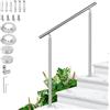 Ollewiellan Corrimano in acciaio inox, ringhiera per scale esterne ed interne, 100 cm, Ø 42 mm, senza barre trasversali, con accessori, ringhiera per scale regolabile ad angolo per giardino, ingresso