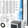 Ninonly Kit Finestra Condizionatore Portatile, 4 Pannelli Set Ventilazione Regolabile 43-150cm, Guarnizione Porta con Tubo 130mm con Raccordo Universale, Kit Adattatore per Finestre Scorrevoli