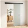 HOMCOM Porta Scorrevole Esterna Muro 77.5x205 cm in Vetro Smerigliato, Binario Silenzioso in Lega di Alluminio, Kit Ferramenta, Maniglia, Guida, Porta da Interno in Stile Industriale, Bagno, Ufficio