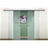 PORTE ITALIANE Porta scorrevole doppia anta in vetro a due ante contrapposte con maniglietta inox (90+90 x 210 cm) (VETRO SATINATO)