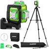 Huepar Livella Laser Verde 3D 3x360° Autolivellante, Precisione ±3mm, 40m(70m con Ricevitore), Compatta Livello Laser con 152cm Treppiede, Ideale per Lavori in Spazi Stretti, Controsoffitti, USB-C