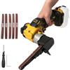 JOJOCY Levigatrice a nastro senza fili, compatibile con batteria Dewalt 20 V, 0-13000 giri/min, regolabile a 360°, senza spazzole, con 20 nastri abrasivi, per legno, metallo, plastica (giallo per Dewalt)