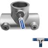 GeZu Impex Raccorda a T Lungo Ø42mm Zincato a Caldo Argento 3 Prese Connettore Tee per Tubi