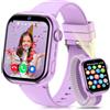 whraills 4G Smartwatch Bambini con GPS, Orologio Smartwatch Bambini con Doppia Fotocamera, Chiamate, Videochiamata, SOS, Modalità Scuola, IP68, Regalo per Ragazzi e Ragazze Viola - Garanzia 3 Anni