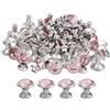 QUARKZMAN 80 Pcs Rivetti Con Cristalli Rosa, 8mm/0.31 Rivetti Per Lavorazione Pelle, Rivetti Cristallo, Doppio Cappuccio Metallico Con Cristalli Per DIY Pelle, Cornice Argento