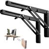 HTRTRR Staffa Pieghevole 300mm in Acciaio Inox,2 Pezzi Supporto Pieghevole da Parete per Mensole e Ripiani, Staffa da Tavolo, Sedia, Ideale per Interni ed Esterni