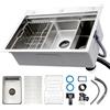 AIVANOTO Lavello Da Cucina In Acciaio Inox Con Scarico, In Acciaio Inox, Con Contenitore Per Rifiuti Rimovibile, A Una Vasca, Per Montaggio Soprapiano(A,80x50x22cm)