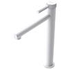 doporro Rubinetto Monocomando per Lavabo Alto a Cascata, Miscelatore Regolabile con Acqua Calda e Fredda in Ottone Bianco Opaco H 30,5 cm WAO-7601